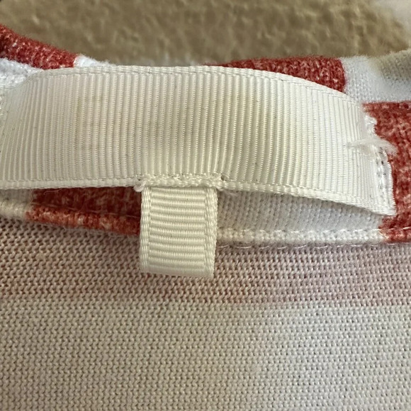 Eden & Olivia Orange White Vertical Stripe Womens Button-Up Tie-Front Shirt - Picture 3 of 5